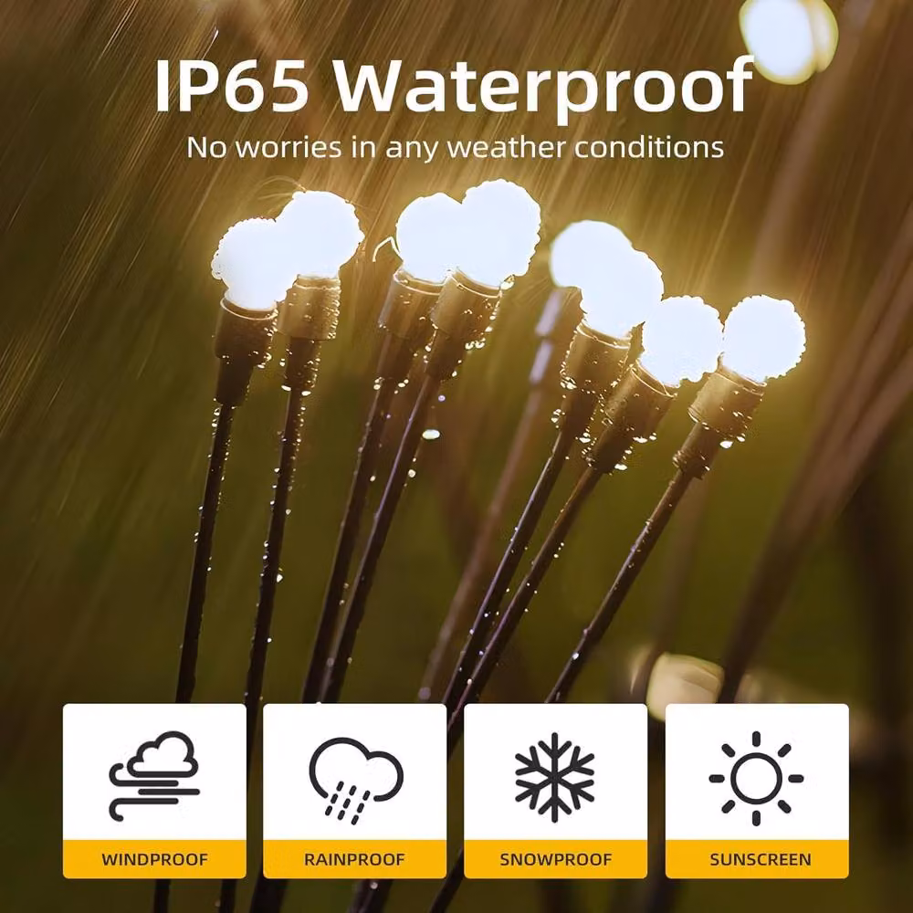Garwarm Waterproof Solar Garden Firefly Decorative Lights with Multicolour RGB Effect and Dusk Sensor – 3