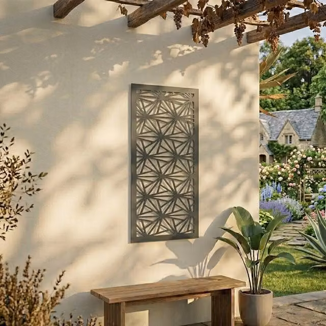 Laser Hut Uton Geometric Metal Wall Art in Anthracite Grey and Black