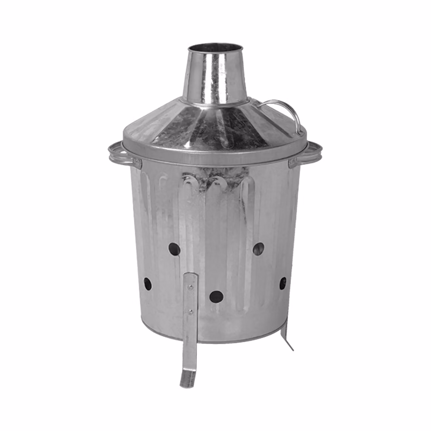 Simpa 15L Galvanised Steel Incinerator with Flip Lid in Metallic Silver – 3