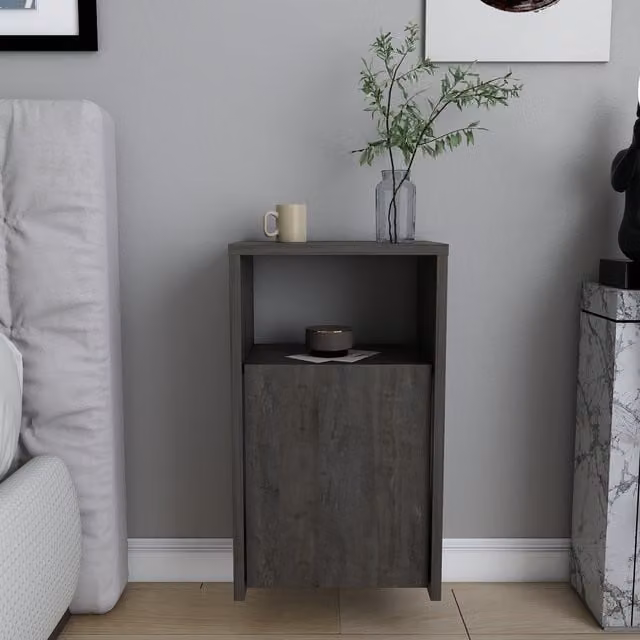 Decorotika Carlin Floating Bedside Table in Wenge Brown and Grey