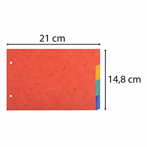 Exacompta Multicoloured 4-Part Pressboard Dividers, 225gsm, W: 14.8 cm x H: 21.0 cm – 2