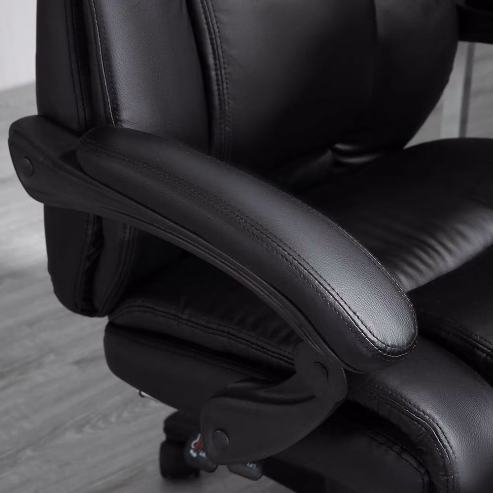 EONLION Black Synthetic Leather Executive Home Office Chair with Footrest and Headrest – 4