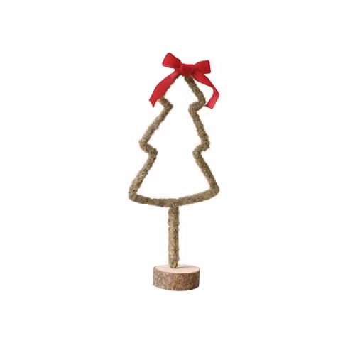 Melody Maison Green Rustic Tabletop Christmas Tree Decoration with Red Bow, Height: 27 cm – 2