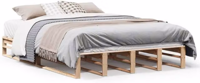 Berkfield Home Double Bed Frame in Natural Solid Pine Wood, W/D/H: 135 x 190 x 25.5 cm – 1