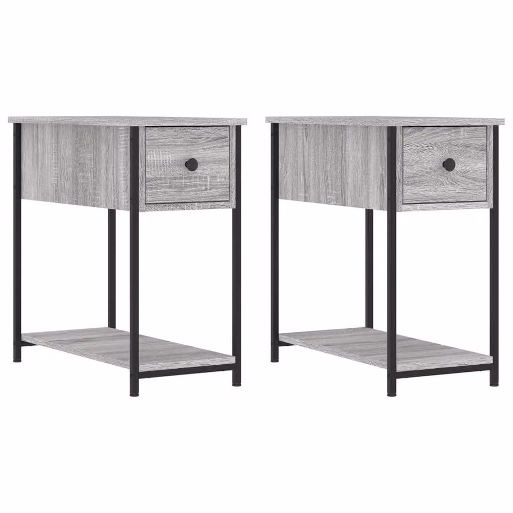Berkfield Home Set of 2 Durable Bedside Cabinets in Grey Sonoma, W/D/H: 30 x 60 x 60 cm – 3