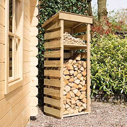 Rowlinson Narrow Timber Log Store, Brown, W: 56 cm, D: 21.5 cm, H: 156 cm – 1
