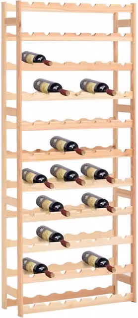 Berkfield Home Pinewood Wine Rack for 77 Bottles in Beige