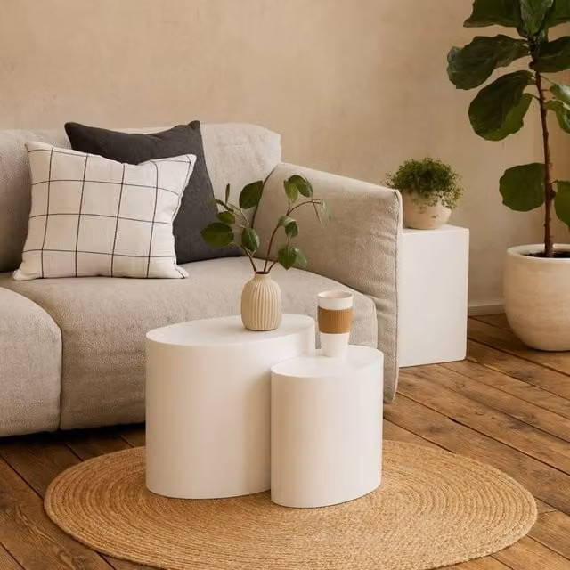Wyld Haus Sendai Gloss White Oval Nesting Coffee Table Set