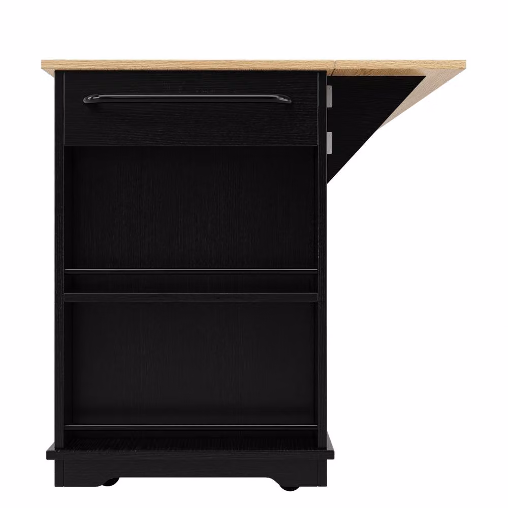 ModernLuxe Mobile Kitchen Island with Extendable Top in Black – 5