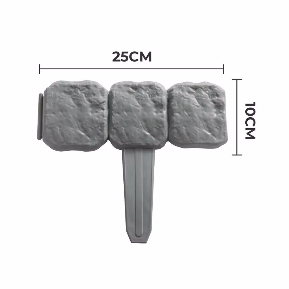 Gainsborough Pack of 40 Cobbled Stone Lawn Edging Panels, Dark Grey, W: 25 cm, H: 10 cm – 2
