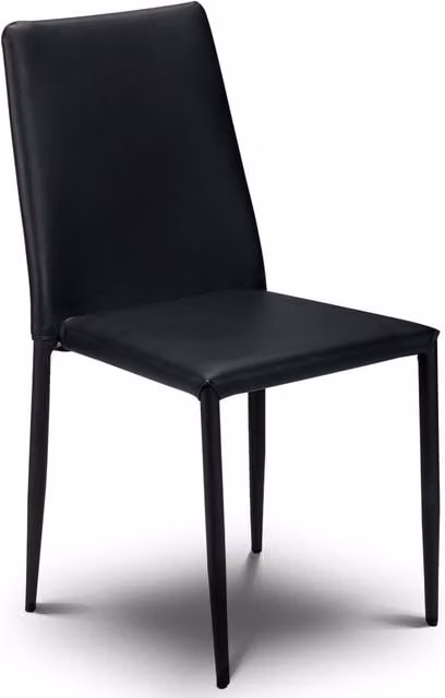 Julian Bowen Set of 4 Jazz Stackable Modern Chairs in Black Faux Leather