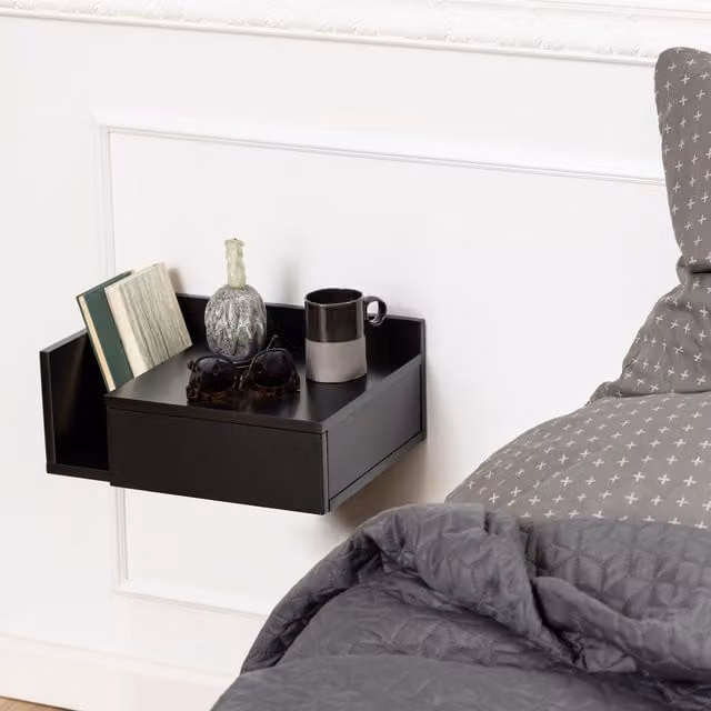 Furniture To Go Wild Oak and Black Wall Mounted Bedside Table