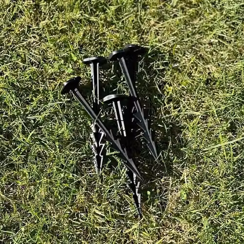 PegDev Heavy Duty 6 inch Black Plastic Landscaping Pegs for Weed Control Membrane, Pack of 60 – 2