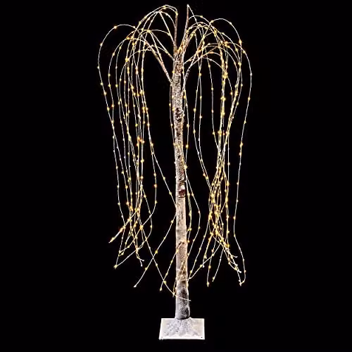Premier 180cm Flocked Brown Willow Christmas Tree with 600 Warm White LEDs – 2