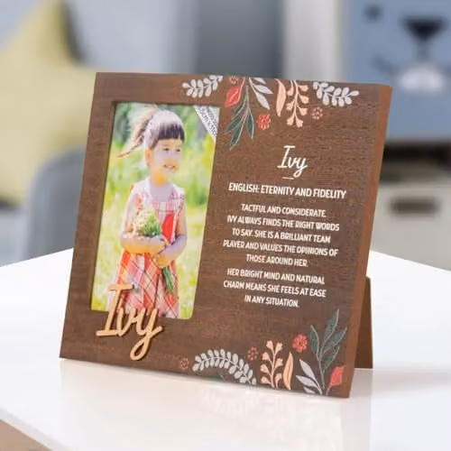 History & Heraldry Ivy Pre-personalised Child's Floral Picture Frame, Brown, W/H: 8.5 x 11 cm – 1