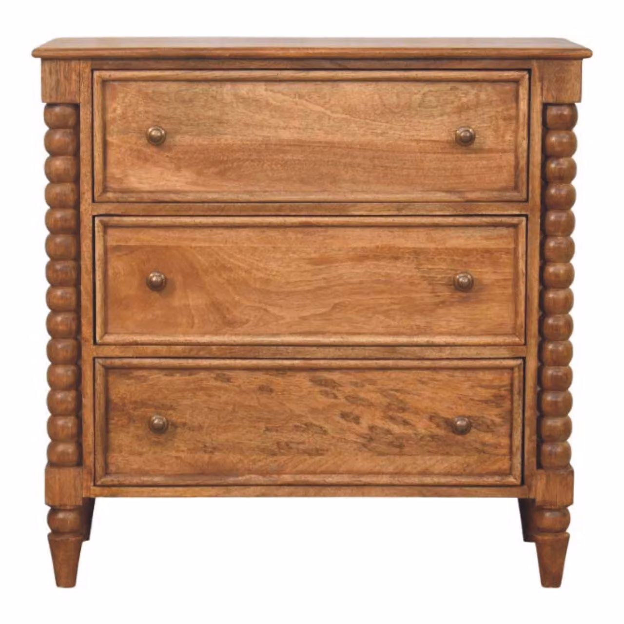 Aosom UK Solid Mango Wood Spindle Chest with 3 Drawers and Turned Spindle Legs in Brown, W/D/H: 80 x 35 x 80 cm – 2