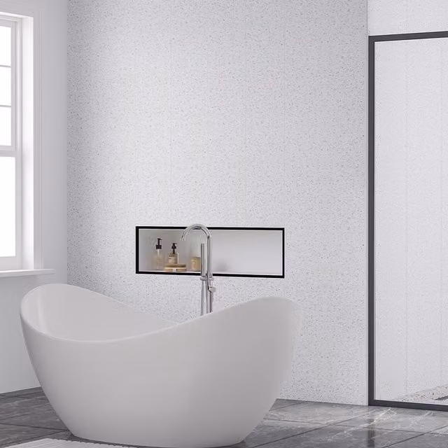 Livingandhome 5-Piece Grey Sparkle PVC Waterproof Bathroom Wall Panel Cladding