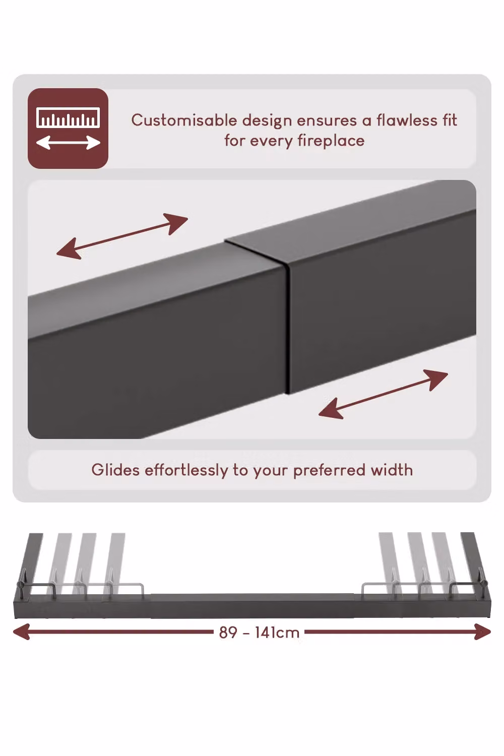 Home Discount Vida Fire Fender Adjustable Fireplace Surround, Black, Width: 890 - 1410 mm – 2