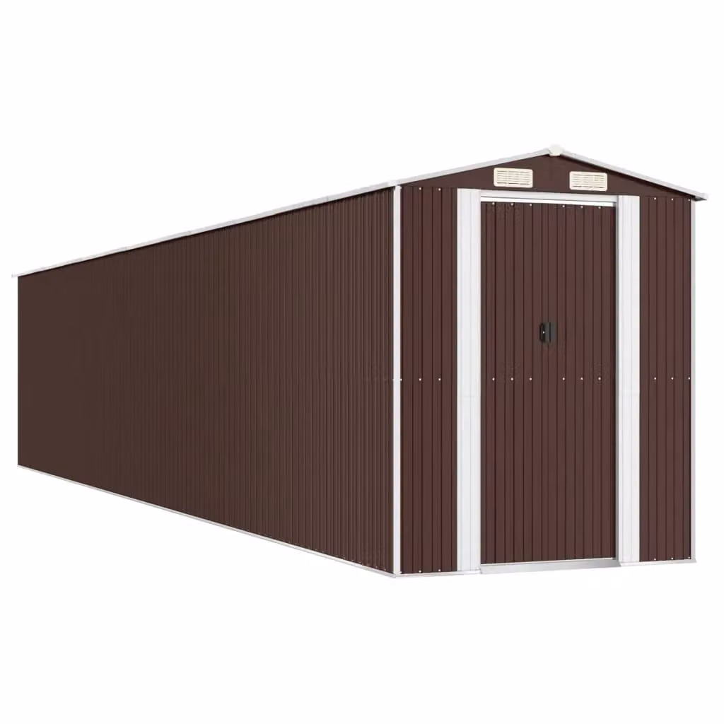 Berkfield Home Dark Brown Galvanised Steel Garden Shed with Sliding Doors and Side Vent, W/D/H: 192 x 1021 x 223 cm – 2