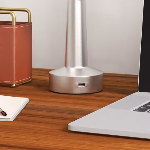 HOMCOM Rechargeable LED Cordless Table Lamp with Touch Control and 3 Colour Modes in Silver – 8