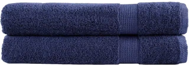 Berkfield Home SOLUND Premium Cotton Terry Towels, 2 Pack, Navy Blue, W: 100 cm, L: 200 cm, 600gsm