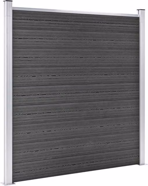 Berkfield Home Durable WPC Fence Panel Set, Black, W: 526 cm, H: 186 cm – 1