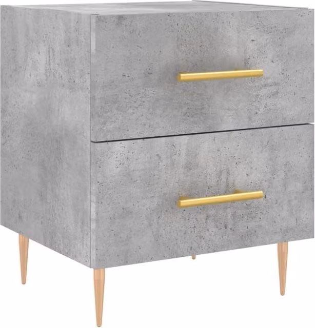 Berkfield Home Bedside Cabinet in Concrete Grey, W/D/H: 40 x 35 x 47.5 cm