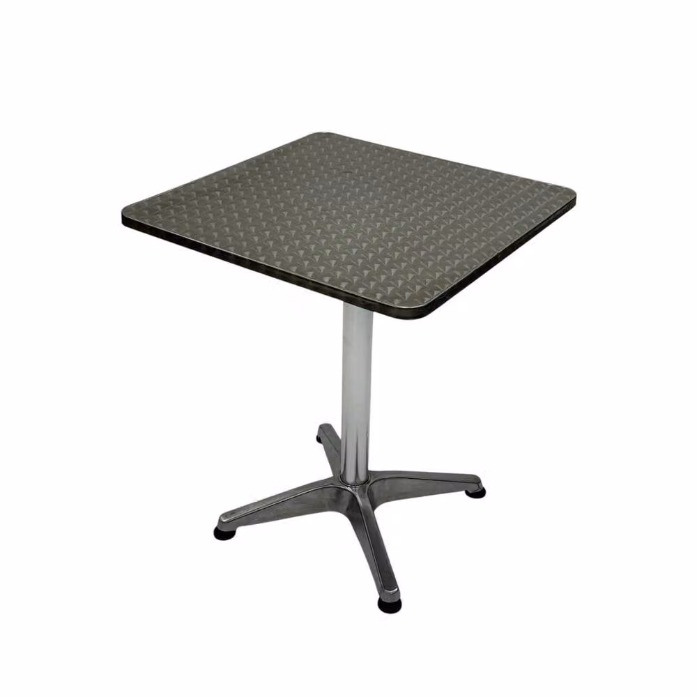 NESTLUNE Grey Glossy Aluminium Square Bistro Table for Garden or Dining Room, W: 100 cm, D: 15 cm – 3