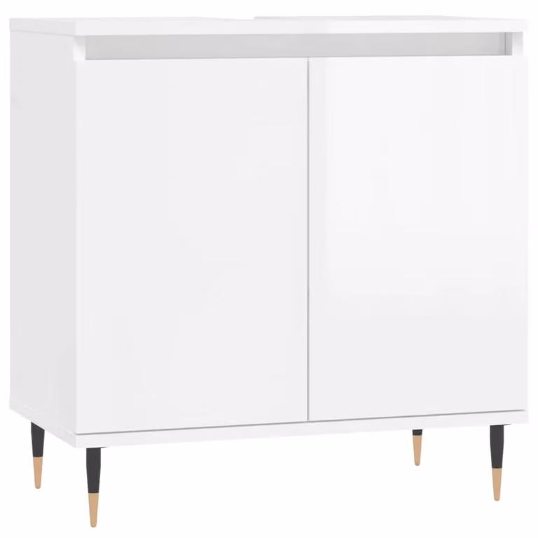 Berkfield Home High Gloss White Freestanding Bathroom Cabinet W/D/H: 58 x 33 x 60 cm