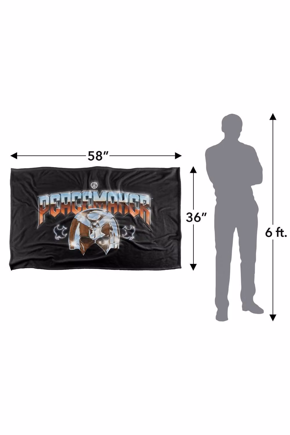 Warner Bros. Peacemaker Season Two Chrome Helmet Logo Super Soft Polyester Throw, Large, Multicolour and Black – 3