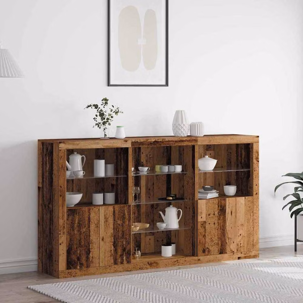 Berkfield Home Rustic Brown Engineered Wood Sideboard with Integrated LED Lights, W: 181.5 cm, D: 37 cm, H: 100 cm – 2