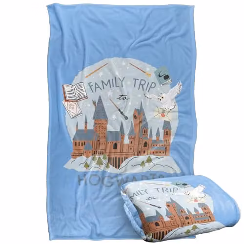 Warner Bros. Harry Potter Family Trip to Hogwarts Super Soft Fleece Throw Blanket, Multicolour, W: 91.44 cm x L: 147 cm