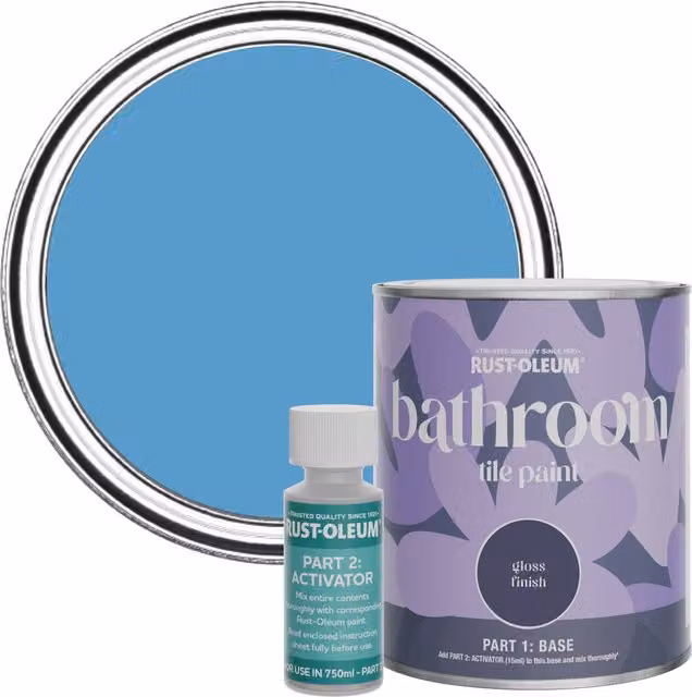 Rust-Oleum Bathroom Tile Paint in Gloss Finish, Cerulean Blue, 0.75 l