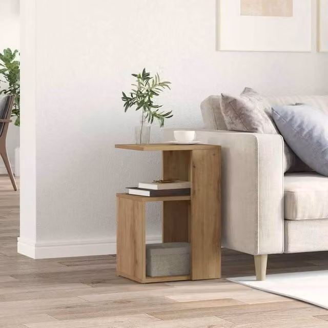 Berkfield Home Artisan Oak Side Table in Brown, W/D/H: 36 x 30 x 56 cm