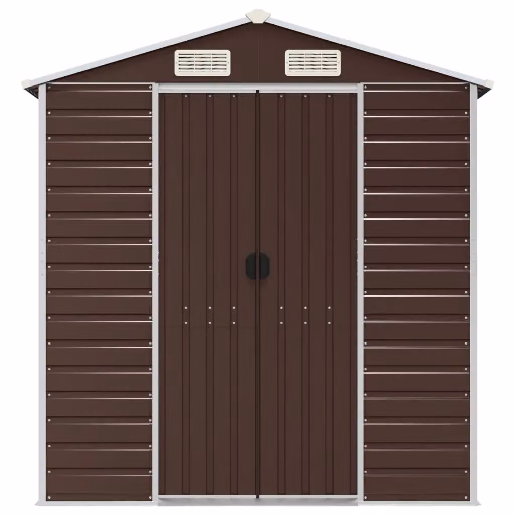 Berkfield Home Brown Galvanised Steel Garden Pent Shed W/D/H: 191 x 895 x 198 cm – 3
