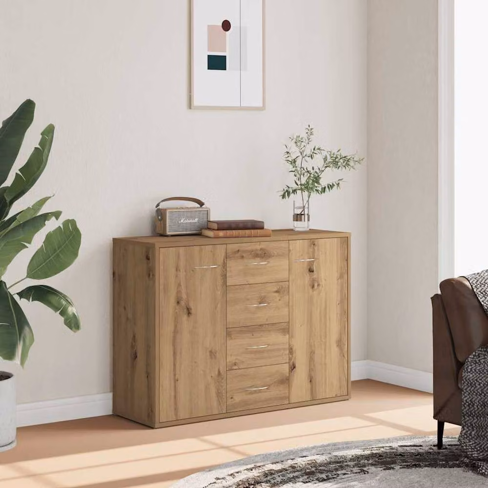 Berkfield Home Artisan Oak Sideboard in Brown, W/D/H: 88 x 30 x 64 cm – 2