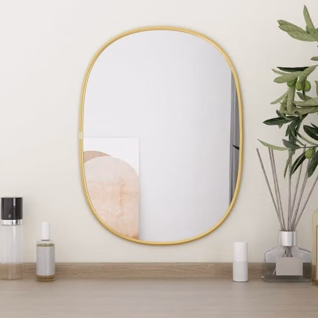 Berkfield Home Minimalist Rectangular Wall Mirror in Gold, W: 40 cm, H: 30 cm – 1