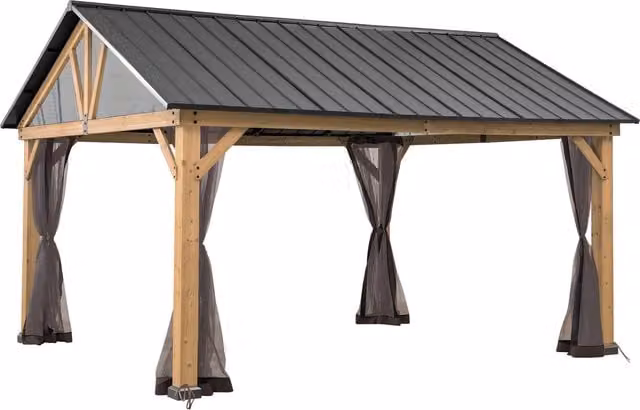 Sunjoy Universal Netting Set for Cedar Wood Gazebo in Beige and Brown
