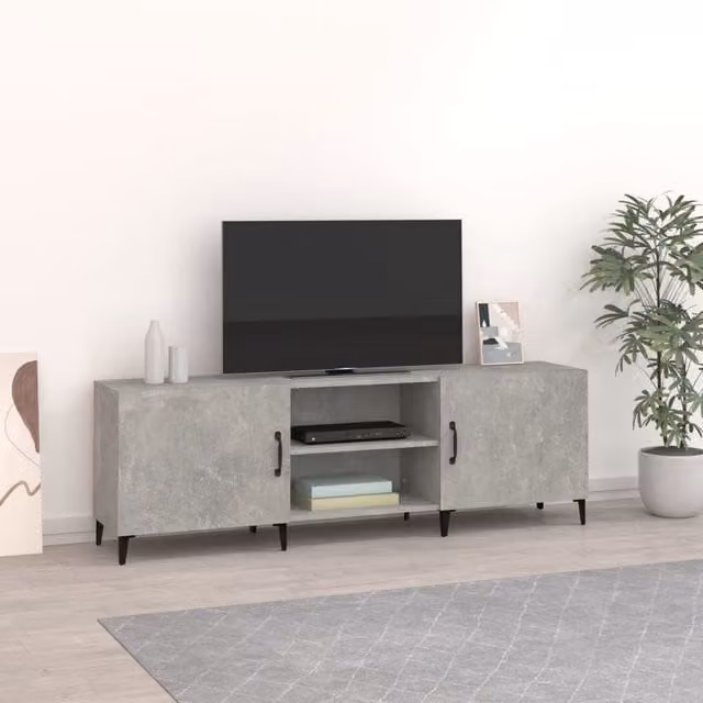 Berkfield Home Classic TV Cabinet in Concrete Grey, W/D/H: 150 x 30 x 50 cm