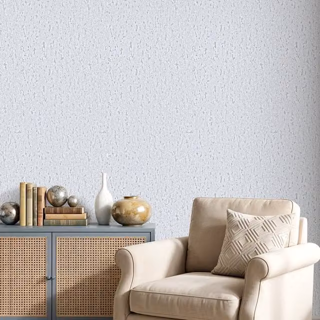 Lifeideas 3D Embossed Pearlescent Non-Woven Wallpaper Style A in Grey and White