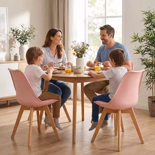 Bravich LTD Rocco Tulip Dining Chair in Dusty Pink with Beech Wood Legs – 2
