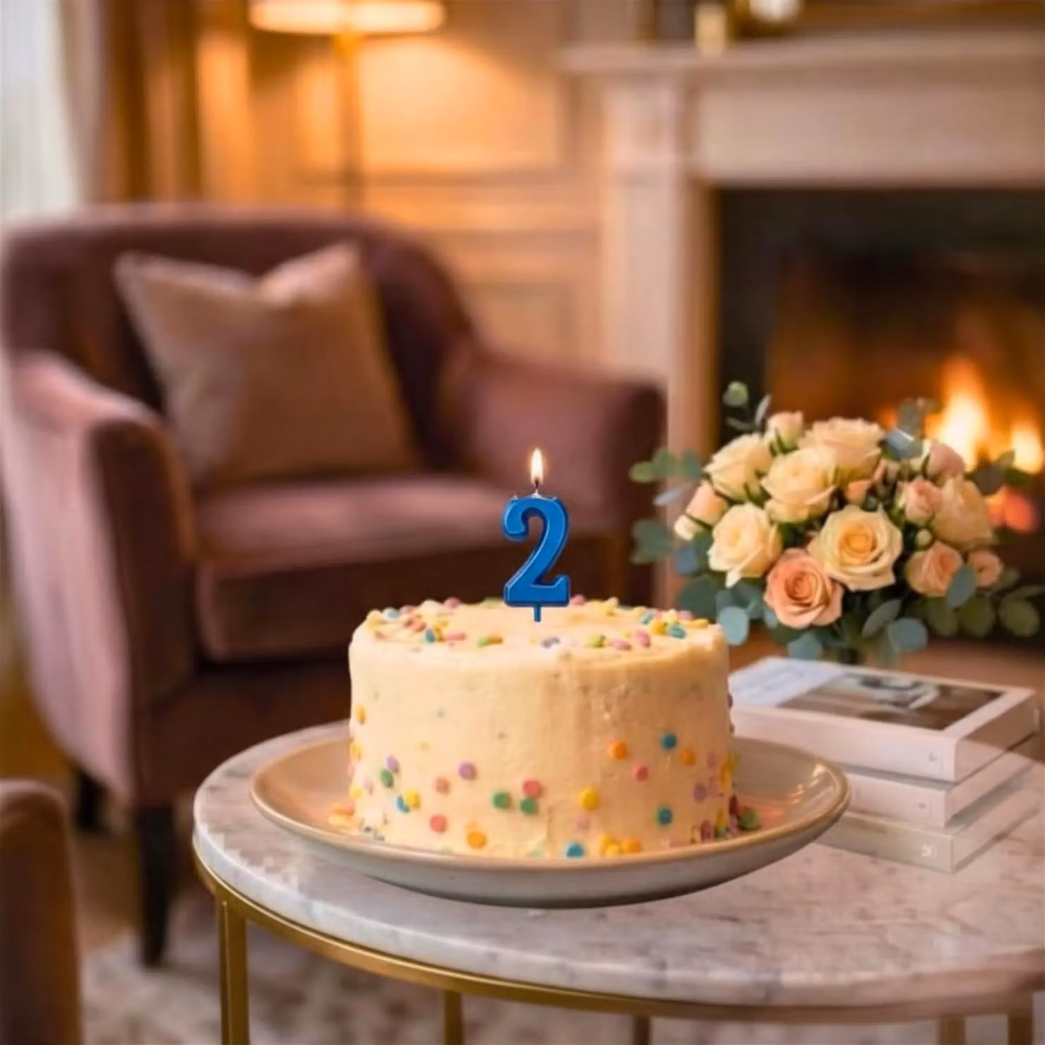 Shatchi Blue Number 2 Birthday Cake Topper Candle – 6