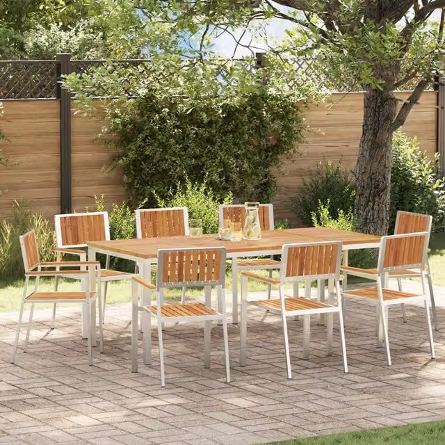 Berkfield Home Set of 8 Stacking Garden Chairs in Brown Solid Acacia Wood, W: 54.5 cm, D: 56 cm, H: 87 cm – 1