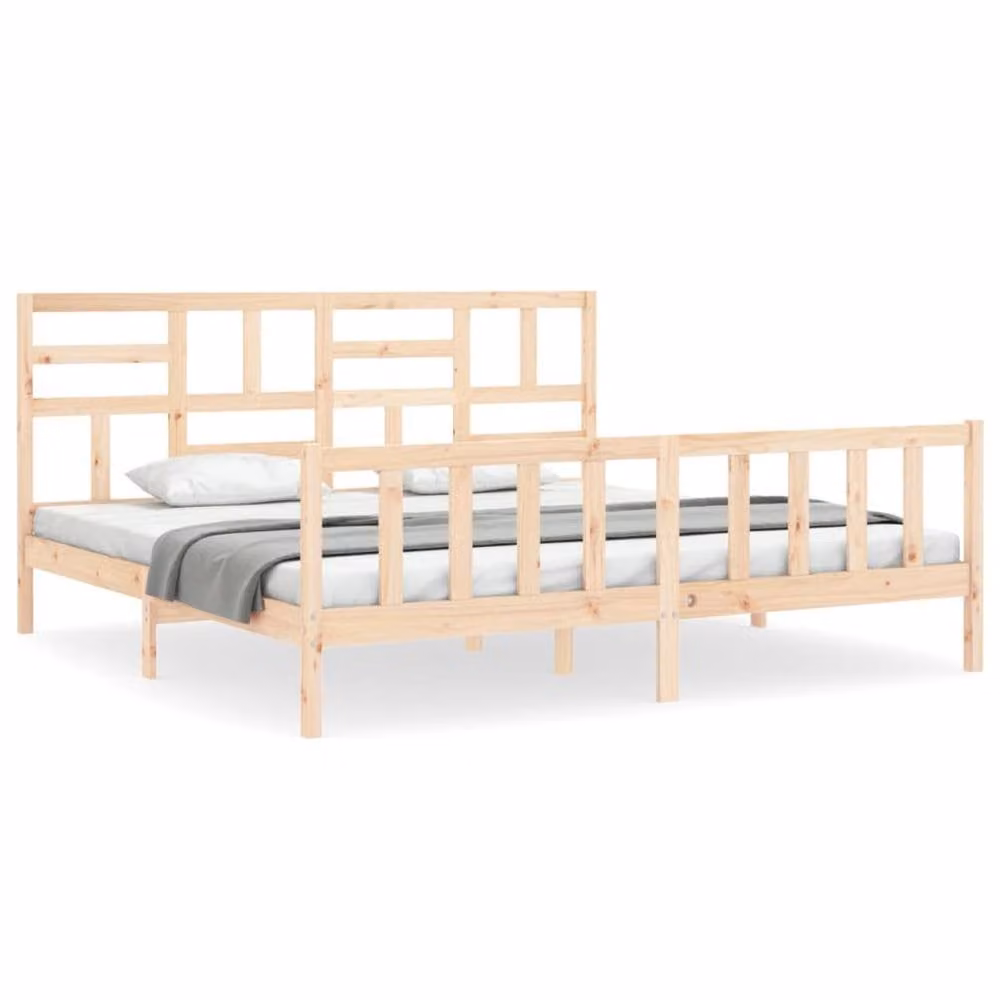 Berkfield Home Beautiful Solid Wood Pine Bed Frame in Light Brown, W/D/H: 200 x 200 x 104 cm – 2