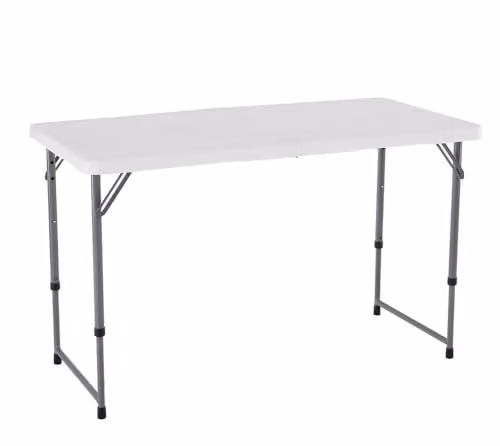 LIFETIME Height Adjustable Craft Camping and Utility Folding Table, White, W: 182.8 cm x D: 61 cm x H: 76.2-91.4 cm – 1