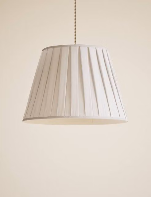 M&S Large Wide Pleated Fabric Lampshade in Beige and Sand