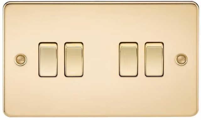 Knightsbridge FP4100PB Polished Brass 2-Way Flat Plate Switch