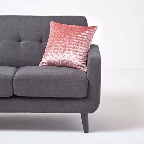 Homescapes Pink Crushed Velvet Square Cushion Cover, W/D/H: 55 x 55 x 55 cm – 2
