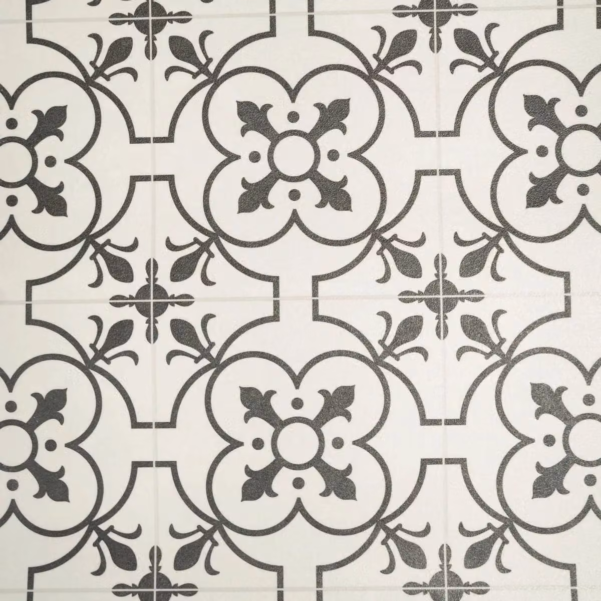 Envy Grey Designer Effect Textile Backed Vinyl Flooring Sheet in Cream, W 400 cm x D 400 cm