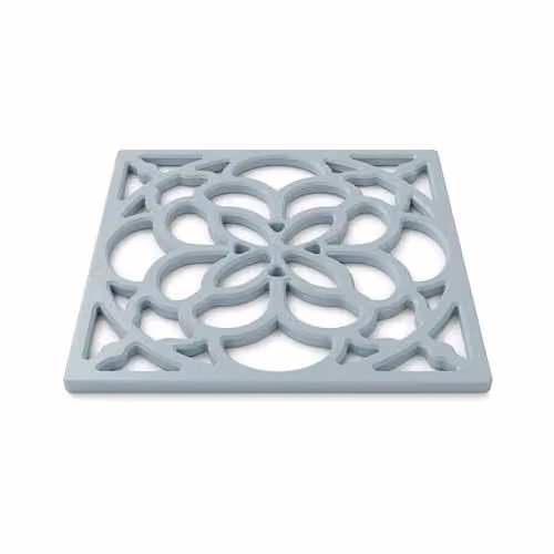 Zeal Square Silicone Non-Slip Heritage Trivet Mat in Blue, W/D: 18 x 18 cm – 1